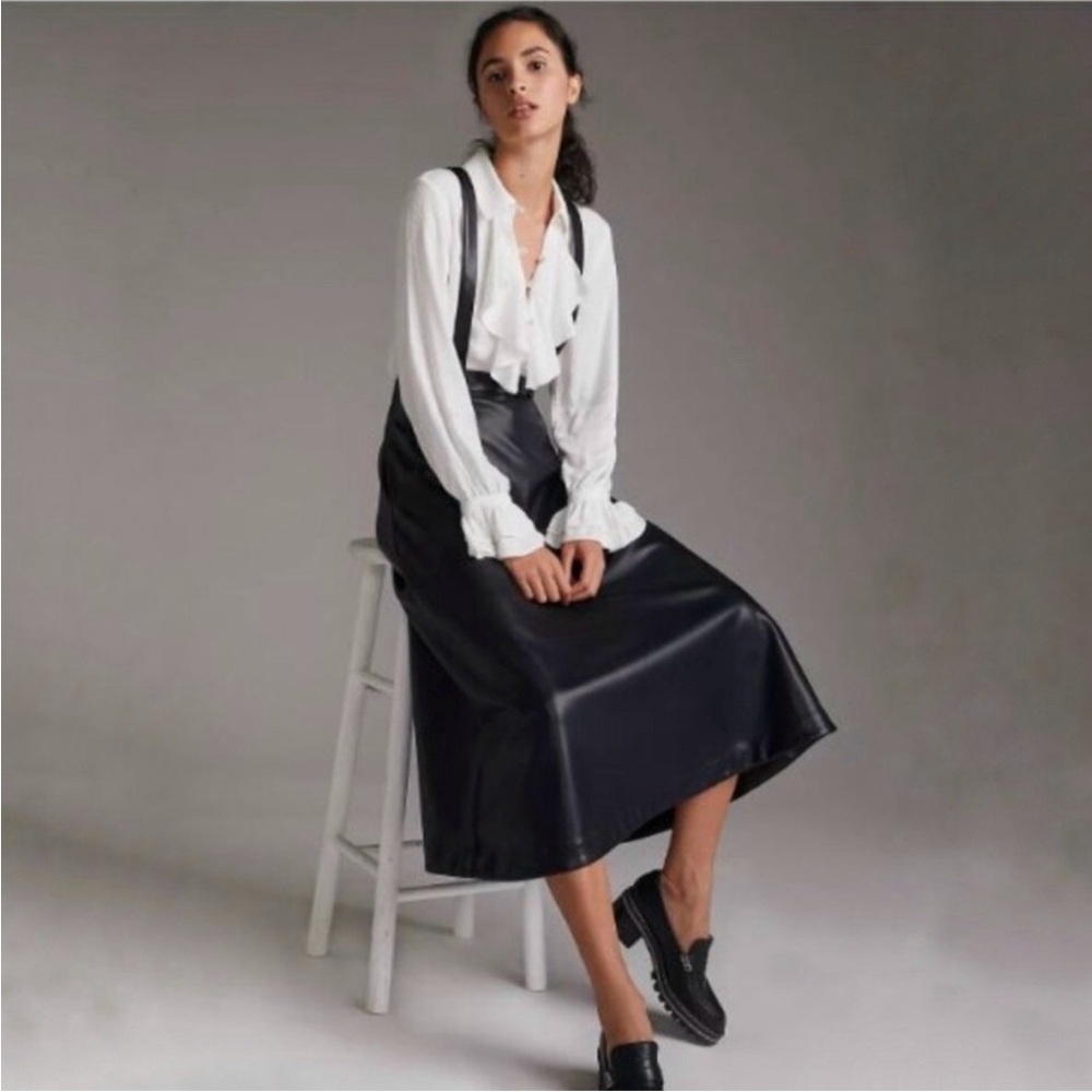 ANTHROPOLOGIE Faux Leather Pinafore Skirt